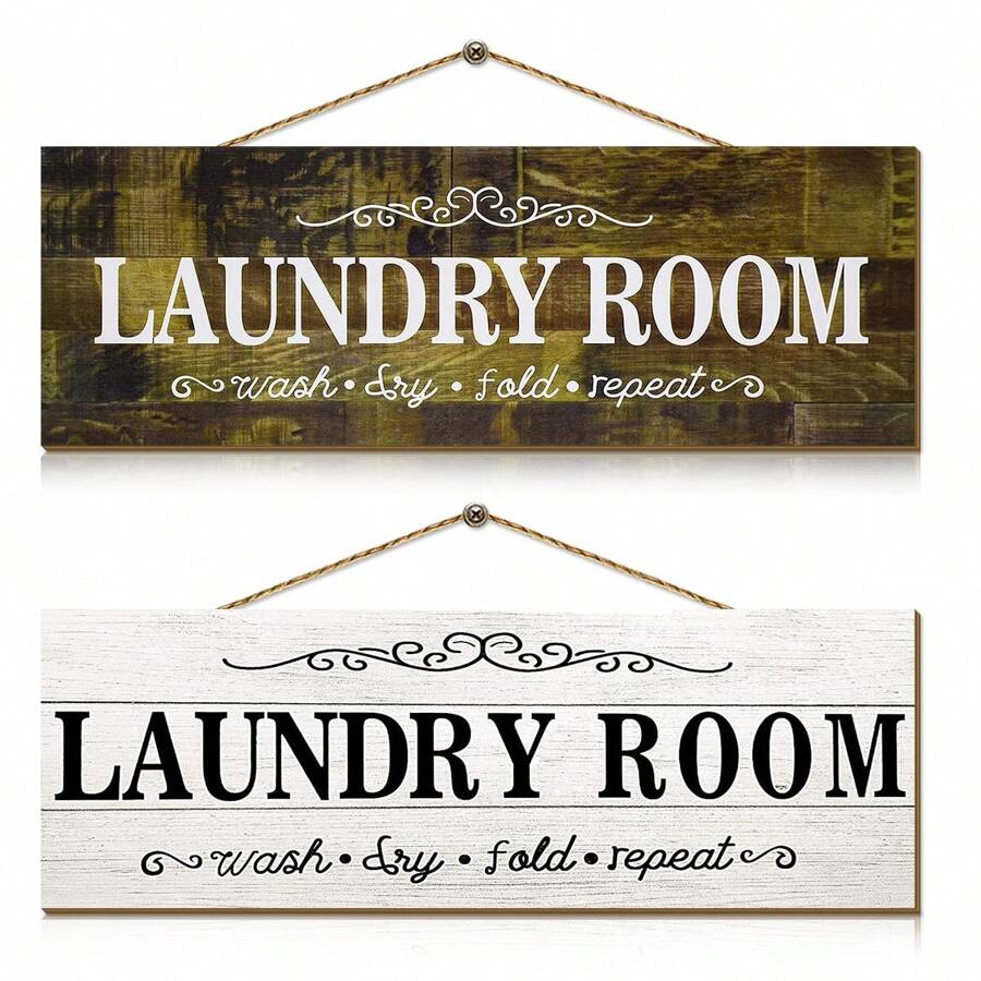 1 件乡村风格洗衣房带框木质墙壁艺术标志适用于农舍洗衣房装饰，洗涤干燥折叠洗衣悬挂牌匾标志，洗衣房标志墙壁装饰，家居装饰，房间装饰，墙壁装饰 - 彩色 - 查看 1