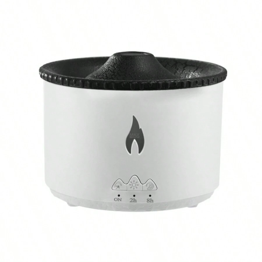 Volcano Air Humidifier Flame Lamp Aromatherapy Diffuser Electric Humidifiers For Home Essential Oils - 白色 - 查看 1