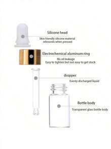 5/10 件 1/2/3/5ml 精油玻璃滴管空瓶磨砂样品瓶带玻璃吸管滴管用于滴管精油瓶，香水香薰化妆品容器，玻璃精油滴管瓶 - 金色 - 查看 2