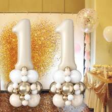 Bóng bay số lớn 40 inch, bóng bay Mylar lá kim loại số lớn dùng để trang trí tiệc sinh nhật - số kem - Xem 7