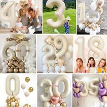 Bóng bay số lớn 40 inch, bóng bay Mylar lá kim loại số lớn dùng để trang trí tiệc sinh nhật - số kem - Xem 9