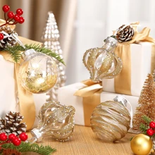 9 件 3.15 英寸各种形状透明圣诞球饰品，防碎悬挂装饰，适用于圣诞树、家居、婚礼、派对，适合全年室内外使用，圣诞节 - 彩色 - 查看 4