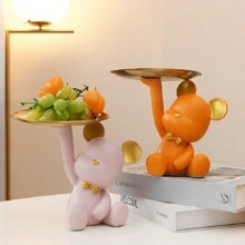 1 Stück Tisch-Schlüsselaufbewahrungsbox, dekoriert mit Bär, dekorativer Aufbewahrungsregal für Snacks, geeignet für Eingangsbereich, Küche, Flur, Büro, Schönheitsraum