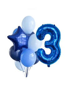 8 件/套 32 英寸（约 80 厘米）深蓝色数字 0-9 气球、18 英寸深蓝色五角星铝箔气球、10 英寸蓝色乳胶气球、生日、周年纪念、洗礼、海洋主题派对装饰 - 深藍色 - 查看 9
