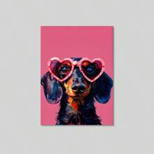 1pc Dachshund Canvas Art Painting, Modern Decorative Art Style Dog Wall Art, Frameless Animal Theme Ink Painting, Retro Pink Wall Decor, Suitable For Bedroom, Living Room, Home Office - Vertical Poster, Birthday Graduation Gift - Multicolor - View 12