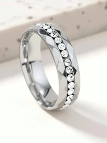 1 Chiếc Nhẫn Thép Titan Tùy Chỉnh Có Thiết Kế Nhiều Mặt Đính Pha Lê Dành Cho Nữ - Nhiều màu - Xem 6