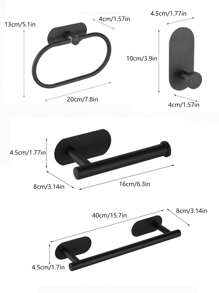 4pcs Stainless Steel Towel Rings, Bathroom Towel Bar Set, Bathroom Accessories Include Towel Rack, Toilet Paper Holder, Suitable For Home & Bathroom