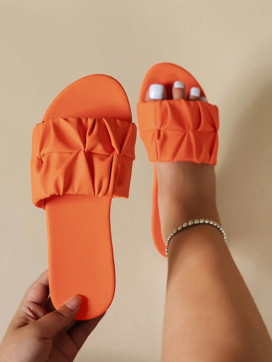 Sandalias planas de moda para mujer, nuevas sandalias de verano de 2025 con puntera redonda y slip-on para verano