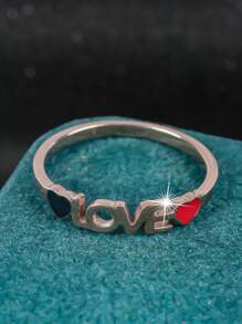 1 pieza Anillo con diseño de gota de aceite en forma de corazón romántico y elegante, regalo de pareja para mujeres para el Día de San Valentín, citas, propuestas de San Valentín, mamá, madre, Día de la Madre, regalo