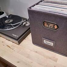 Decorative Vinyl Record Storage Box Set Of 2 For 100+ Records Sturdy LP Holder Crate Organizes All Your Favorite Albums In Style - Grey1 - View 7