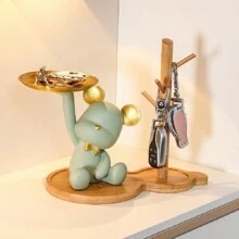 1 Stück Tisch-Schlüsselaufbewahrungsbox, dekoriert mit Bär, dekorativer Aufbewahrungsregal für Snacks, geeignet für Eingangsbereich, Küche, Flur, Büro, Schönheitsraum