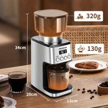 1 professionele elektrische koffiemolen, 180 W, 52 maalstanden, 2 standen, antistatische functie, digitaal lcd-scherm, espresso-portafilterhouder, grote capaciteit, roestvrij staal, zilver - ideaal voor dagelijks gebruik in koffiehuizen of thuis