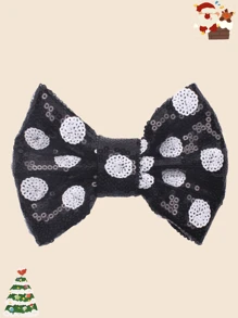 Kẹp tóc nơ vàng kim loại 5 inch (12,7cm) cho Giáng sinh, có thêu, chấm bi, cỏ ba lá, phù hợp cho bé gái - Nhiều màu - Xem 23