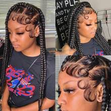 AOSHBAOSH 边缘头发高清蕾丝婴儿头发边缘 100% 真人头发假发发际线假发真人头发女士自然黑色蕾丝边缘婴儿头发 2 件 - 黑色 - 查看 6