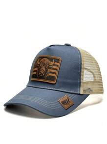 1pc Cow Print Baseball Cap - Unique Leather Patch Design, Breathable Mesh Back, Quick Closure, Suitable For All Seasons, Hand Wash Recommended - Casual Outdoor Style,Summer,Beach,Hat - Bull - View 11
