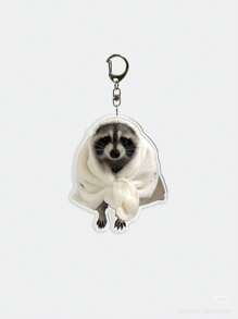 1PC Rocking Raccoon Keychain: Cute And Fun Raccoon Keychain, Perfect Gift For Bag Accessories, Jewelry Lovers. Ideal For Girlfriends And Boyfriend ,Party Event Gifts , Animal-Themed Cell Phone Decorations, Etc. Car Accessories Bag Charm School Cartoon Animal Gifts For Mother, Father, Graduation, And Teacher - Multicolor - View 3