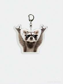 1PC Rocking Raccoon Keychain: Cute And Fun Raccoon Keychain, Perfect Gift For Bag Accessories, Jewelry Lovers. Ideal For Girlfriends And Boyfriend ,Party Event Gifts , Animal-Themed Cell Phone Decorations, Etc. Car Accessories Bag Charm School Cartoon Animal Gifts For Mother, Father, Graduation, And Teacher - Multicolor - View 2