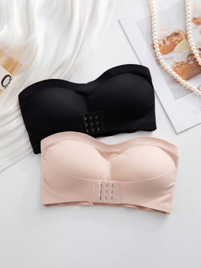 Front Closure Strapless Padded Com Tafel BH Wireless, Zwart Beige Women view 8