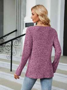 Retro Kopfsalat Rand Rippenstruktur Stoff, gestricktes T-Shirt