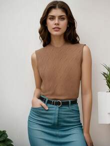 Europejski i amerykański styl Nowa jednokolorowa, szczupła wewnętrzna góra dzianinowa kamizelka