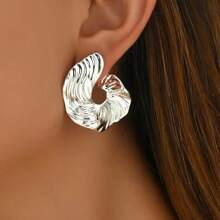 Fashionable Abstract Asymmetrical Wavy Stud Earrings
