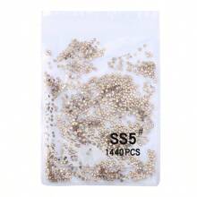 1440pcs Round Champagne Gold Base Flat Glass Rhinestones, DIY Clothing & Accessories - Gold Champagne - View 12