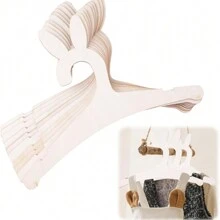 10 paquetes de perchas de madera para niños recién nacidos, niñas y niños, perchas para la guardería con orejas de conejo, ideales para colgar ropa, abrigos y pantalones - Amor de San Valentín