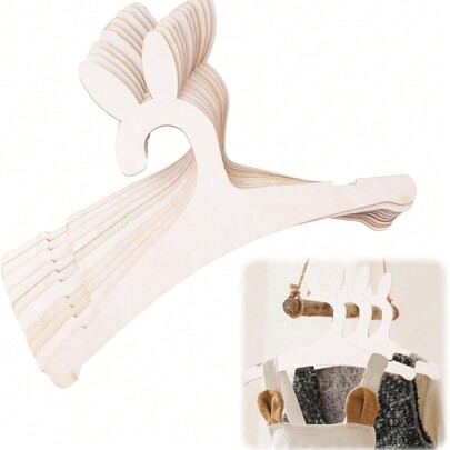 10 paquetes de perchas de madera para niños recién nacidos, niñas y niños, perchas para la guardería con orejas de conejo, ideales para colgar ropa, abrigos y pantalones - Amor de San Valentín