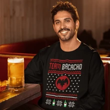 SUDADERA HOODIE CREW NECK UGLY SWEATER NAVIDAD REGALO POSADA BACARDI BACACHO - Negro - Ver 5