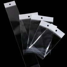 50pcs White Plastic Hanging Card Thick OPP Jewelry Packaging Bags, Christmas Holiday Gift Storage Pouches For Necklaces, Bracelets, Earrings, Jewelry