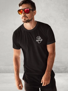 Gospel Streetwear T-Shirt Catholic Evangelical Here I Am Cotton Mesh 30.1 - 黑色 - 查看 2