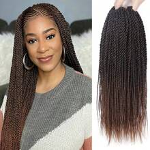1/8 Packs Senegalese Twist Crochet Hair 14/18 Inch Crochet Hair, Small Twist Crochet Braids Hair Hot Water Setting, Pre-Looped Crochet Braiding Hair