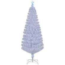 6 FT Pre-Lit Christmas Tree, Artificial Fiber Optic Christmas Tree With Lighted Top Star And 220 Branch Tips, Holiday Xmas Decoration Tree For Home Office Store Party, White - White - View 8