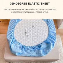 1 Piece Of Waterproof Brushed Fitted Sheet With Inner Waterproof Layer And Simple Solid Color Design, Suitable For Dormitories, Hotels, And Home Use, Effectively Prevent Water Leakage