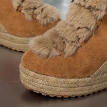 女士时尚侧拉链保暖内衬增高踝靴