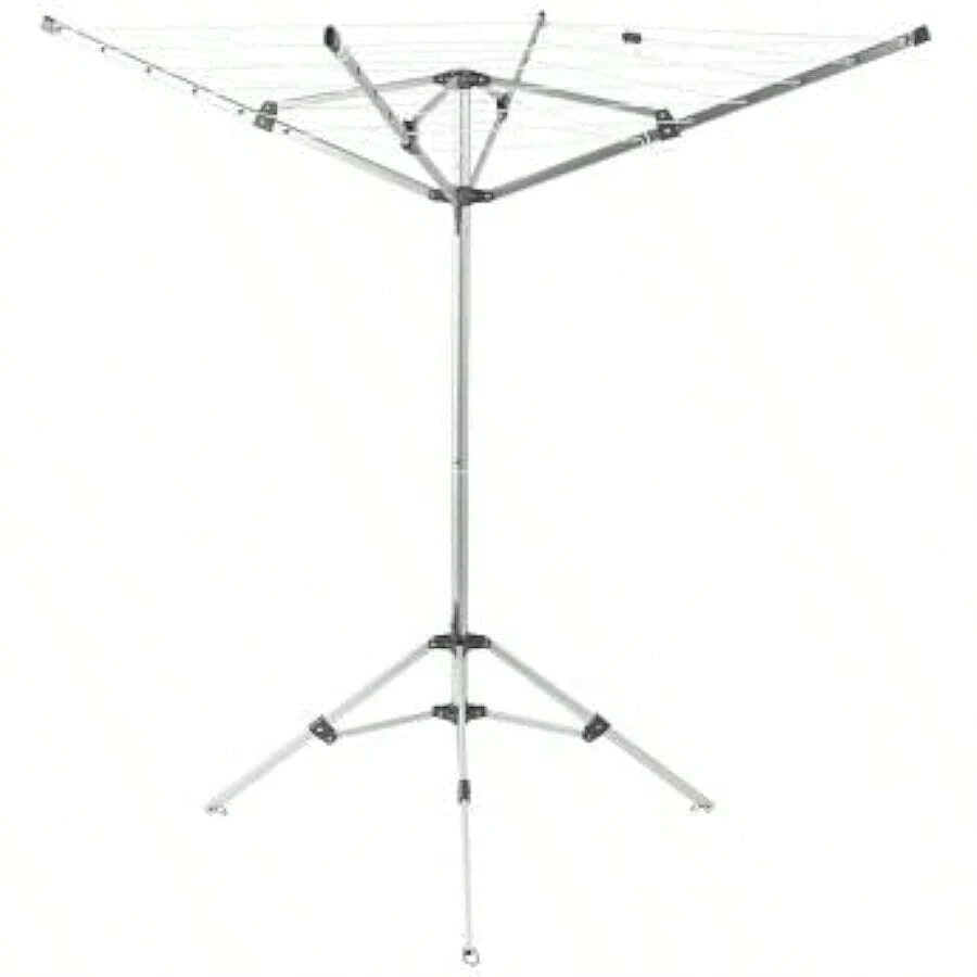 Free-Standing Outdoor Rotary Clothes Airer 158.5cm Adjustable Place-Anywhere Drying Space 19m - Metallic1 - View 1