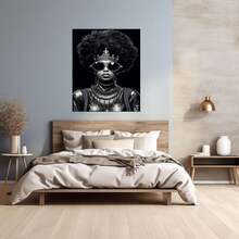 Framed Abstract Retro Tree Of Life Wall Art Canvas Prints Natural Scenery Picture Home Decor, Black And Gold Abstract Wall Art Forest Paintings For Living Room Bathroom Bedroom Kitchen Office And Other Places Decorations Ready To Hang(And White Girl)