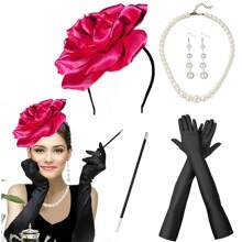 7pcs 1920s Women Pearl Jewelry Set Headband Gloves Necklace Bracelet Cigarette Holder, Elegant Vintage Accessories For Wedding Party, Prom, Flapper Dance, Bachelorette Party - A - View 10