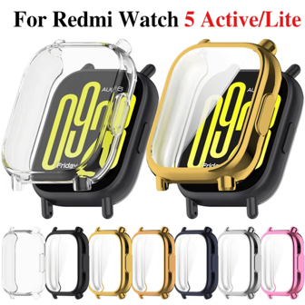 Plating Case Compatible With Redmi Watch 5 Active/Lite Smart Strap Soft Protector Shell Bumper Protective Cover Compatible With Xiaomi Watch Accessoress
