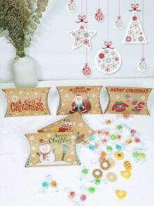 10 pièces/1 pièce Petites boîtes-cadeaux de Noël, boîtes-cadeaux en forme d'oreiller de 4,7 x 2,95 x 1,02 pouces pour les bonbons, les bijoux, convient pour les cadeaux de fête de Noël