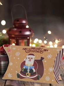 10 pièces/1 pièce Petites boîtes-cadeaux de Noël, boîtes-cadeaux en forme d'oreiller de 4,7 x 2,95 x 1,02 pouces pour les bonbons, les bijoux, convient pour les cadeaux de fête de Noël