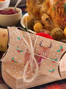 10 pièces/1 pièce Petites boîtes-cadeaux de Noël, boîtes-cadeaux en forme d'oreiller de 4,7 x 2,95 x 1,02 pouces pour les bonbons, les bijoux, convient pour les cadeaux de fête de Noël