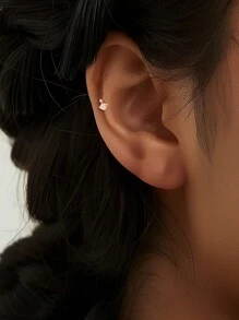 1 chiếc khuyên tai bạc Sterling 925 nhiều kiểu dáng dành cho nữ, khuyên tai dạng đinh tán, hoàn hảo để đeo hàng ngày/dự tiệc, trang sức cô dâu, trang sức cao cấp - Nhiều màu - Xem 8