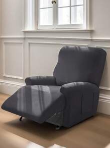 素色彈性躺椅套深灰色滌綸躺椅套家用 - 深灰色 - 查看 2