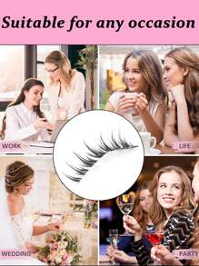 7 对自然浓密假睫毛，纤细纤细，适合日常使用，漫画睫毛，旅行必备品