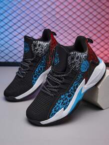 男孩和女孩时尚系带篮球鞋，防滑且耐用，适合球场和训练