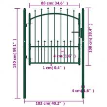 Green Steel Fence Gate With Spikes 100x100 Cm And Durable Garden Security - Green - View 4