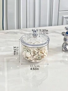 1pc/ Sealable Jar With Lid, Reusable Clear Plastic Sealable Jar With Cute Bear Shape Lid, Home Kitchen Food Storage Container For Kitchen Organisation And Storage, Perfect For Storing Snacks, Sweets, Tea, Nuts, Cereals And Coffee Beans.