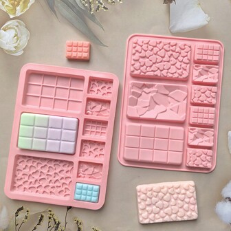 1 Pc 3 Different Shaped Silicone Chocolate Mold DIY Large Small Waffle Cake Mold Ice Cube Candy Baking Mold