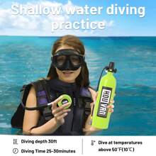 HOUVAN Scuba Tank H700 1.9L Mini Scuba Tank DOT Certified Reusable Diving Cylinder Kit Inflatable Pony Cylinders Supports 25-30 Minutes Underwater Breath Suitable Within 33ft